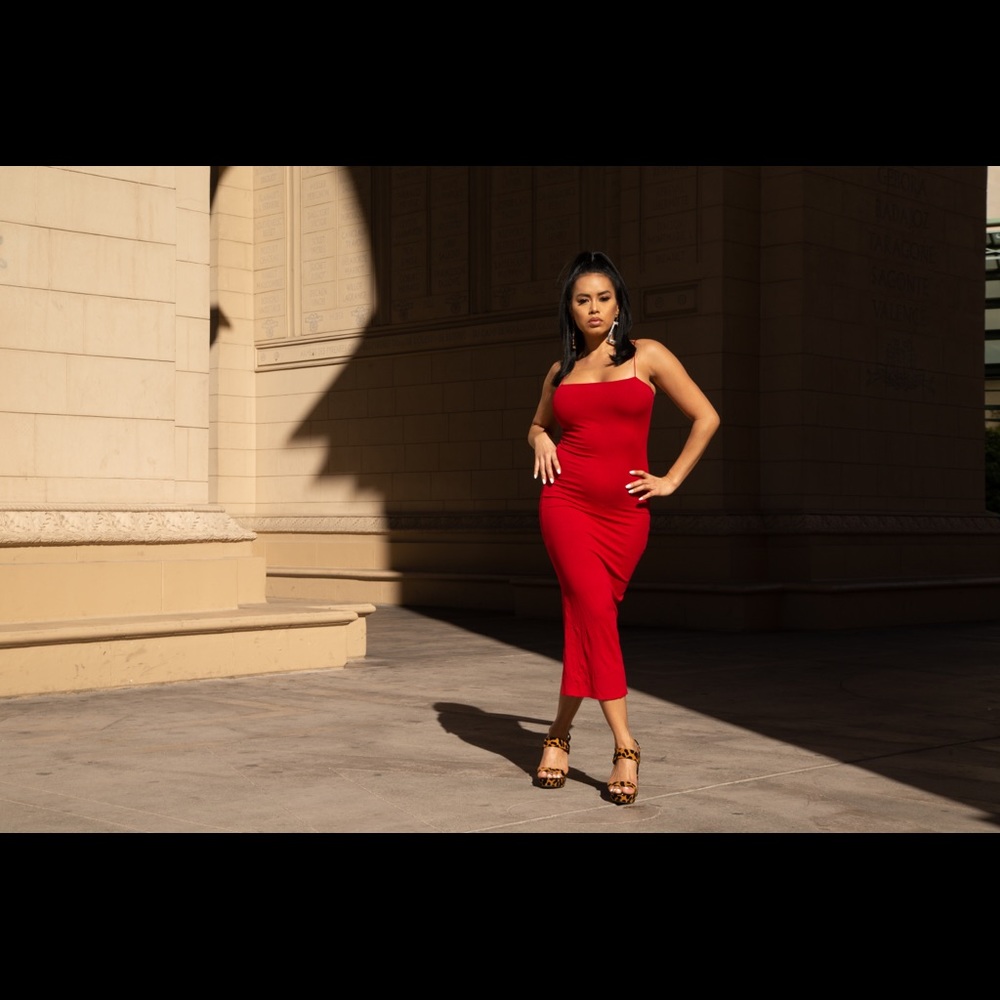 Priveè Label Red Sienna  Ribbed Dress - Picture 2 of 4